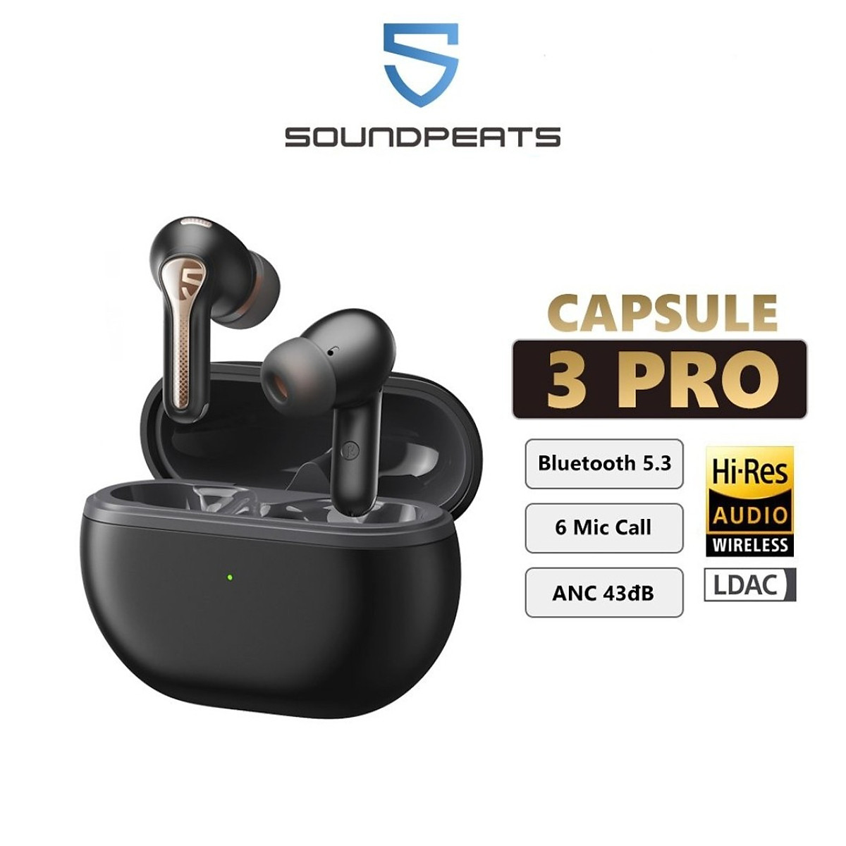 Soundpeats Capsule 3 Pro Wireless Earbuds Bluetooth 5.2 With Hybrid Active Noise Cancellation & 6 Mics